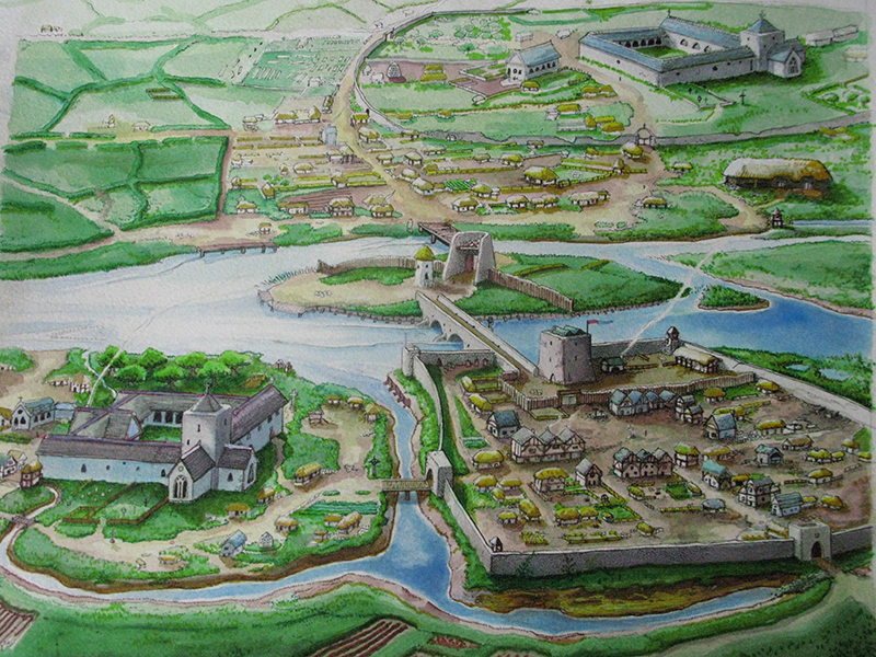 Image of late medieval Athy in the 1500's