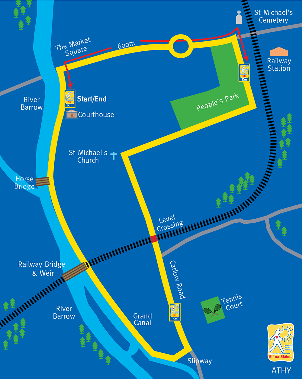 Map of Athy Slí Na Sláinte Route